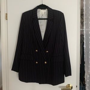 H&M pinstripe blazer with gold buttons